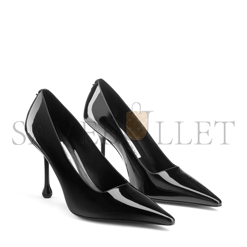JIMMY CHOO IXIA 95 BLACK PATENT LEATHER PUMPS IXIA95PAT JIMMY CHOO IXIA 95 BLACK PATENT LEATHER PUMPS IXIA95PAT